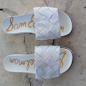 Sam Edelman White Slides Woven Size 9